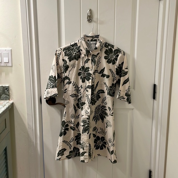 Zara Floral Print Dress - Khaki - Picture 1 of 5